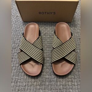 Rothy's Weekend Slide Toffee Stripe